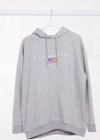 Худи большого размера в стиле oversized с принтом «Los Angeles» Daisy Street-Серый