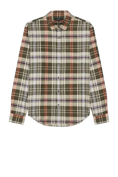 Рубашка Vince Santa Barbara Plaid Long Sleeve, цвет Olive Cove & Desert Sky