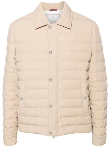 Brunello Cucinelli куртка-пуховик из тафты, нейтральный цвет