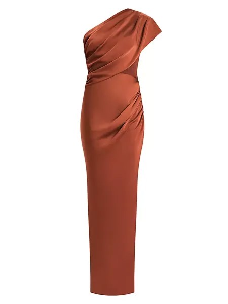 Комбинированное платье на одно плечо с драпировкой Hervé Léger, красный