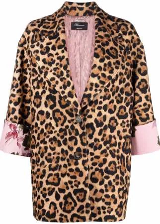 Blumarine однобортное пальто с леопардовым принтом