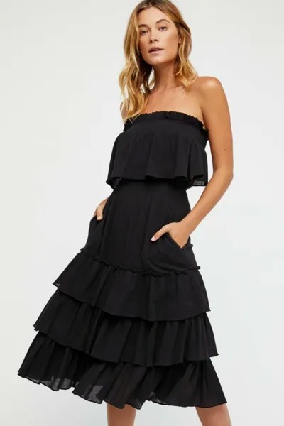 FREE PEOPLE Endless Summer Black Sea Breeze Комплект из 2 укороченных топа без бретелек и юбки M