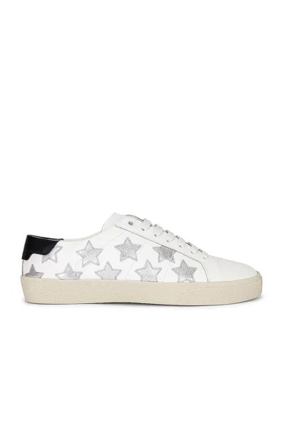 Кроссовки Saint Laurent Court Classic Stars, цвет Blanc Optique & Argent & Noir