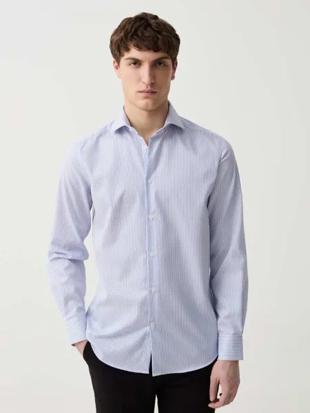 Рубашка Slim-Fit из хлопка, цвет white/blue