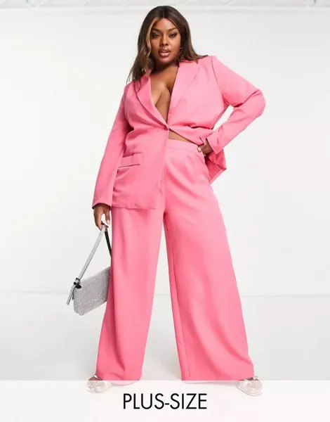 Комфортные широкие брюки In The Style розового цвета