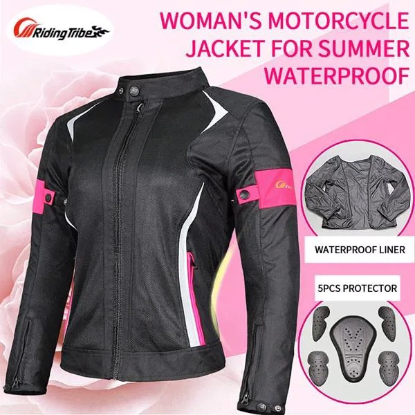 Женский мотоциклетный жакет и брюки, Женский комплект, дышащий сетчатый дождевик для верховой езды, защитный костюм, мотоциклетная куртка д...