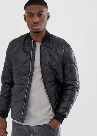 Черный стеганый бомбер Jack & Jones