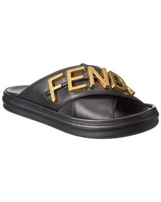 Женские кожаные сандалии Fendi Fendigraphy черные 35