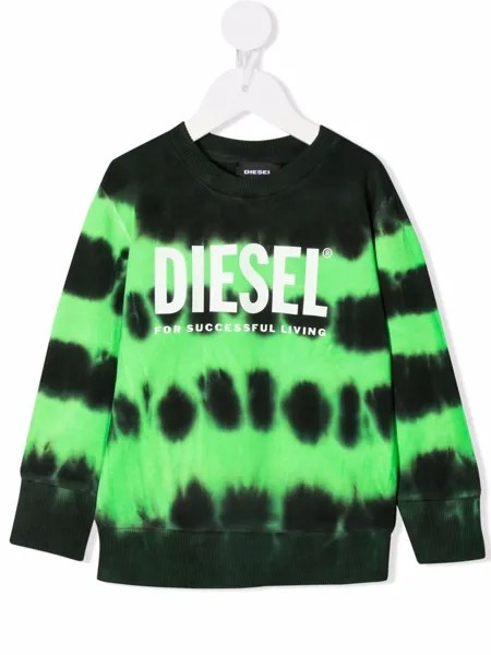 Diesel Kids толстовка с принтом тай-дай и логотипом