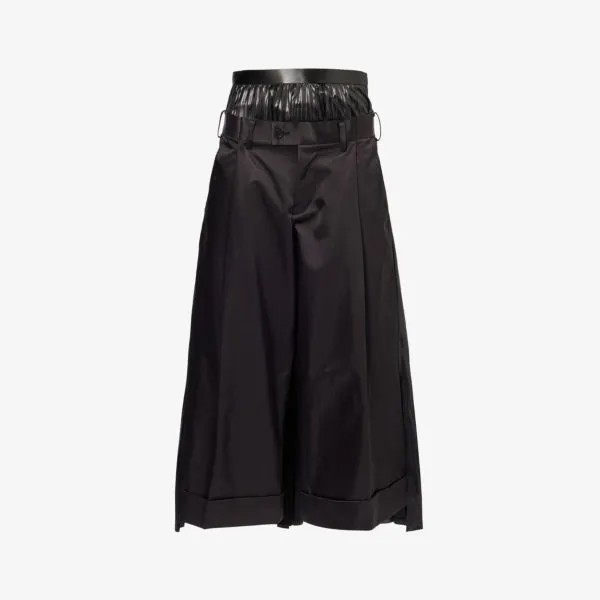 Широкие брюки из тканого материала со складками и контрастным поясом Junya Watanabe, черный