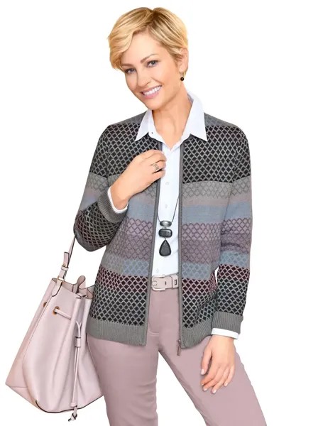 Кардиган в стиле casual Casual Looks, цвет Grau-Gemustert
