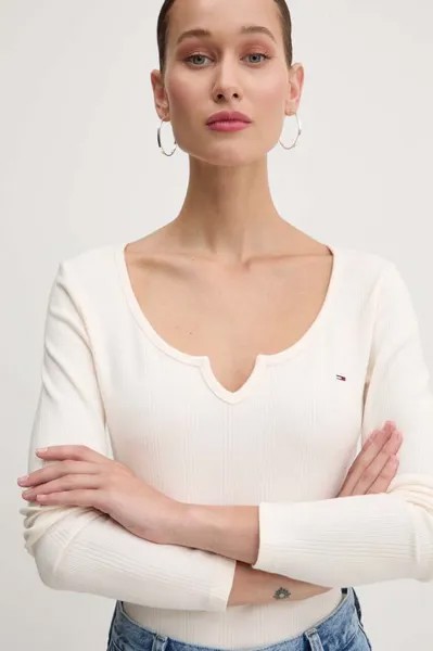 Лонгслив Tommy Jeans, бежевый