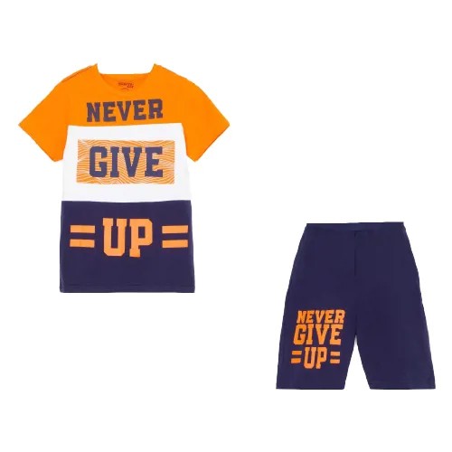 Комплект для мальчика (футболка/шорты) А.BK1481FSH, цвет оранжевый, рост 128