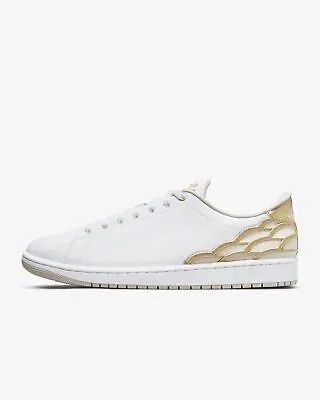 Мужские кроссовки Jordan 1 Center Court White/Metallic Gold/Light Orewood Brown (DQ8577 100)