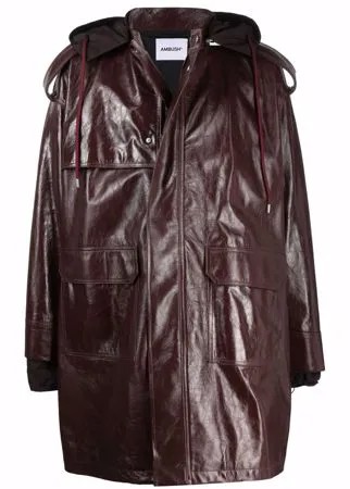 AMBUSH кожаное пальто с карманами