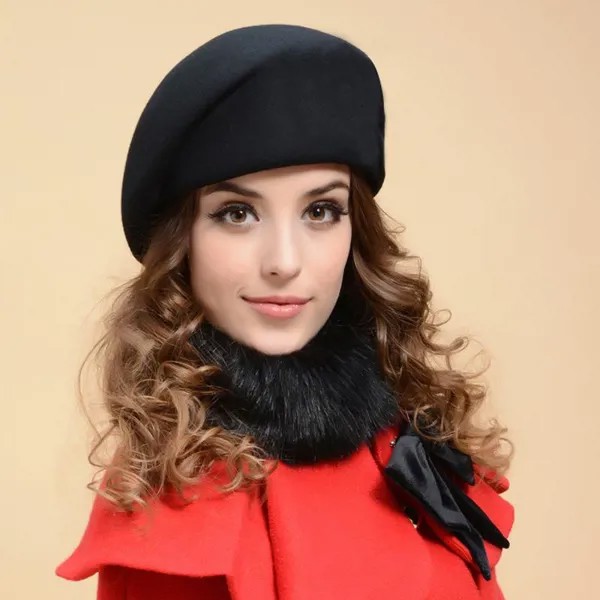 Woolen Hat женский корейский стиль британского модного открытый берет стюардесса Шляпа Теплый художник Шляпа Cap