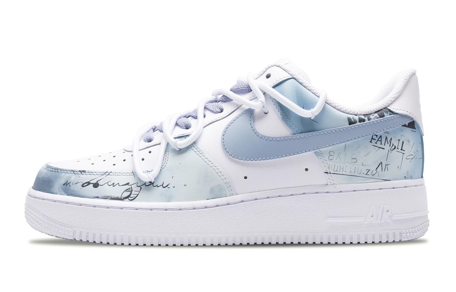 Кроссовки Nike Air Force 1 Skateboarding Shoes Women's Low-top White, голубой