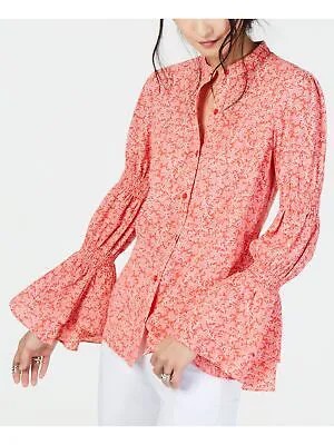 MICHAEL KORS Женская блузка с коралловым принтом и длинными рукавами L