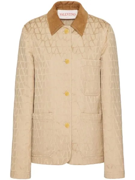 Valentino Garavani жаккардовый пиджак с узором Toile Iconographe, нейтральный цвет