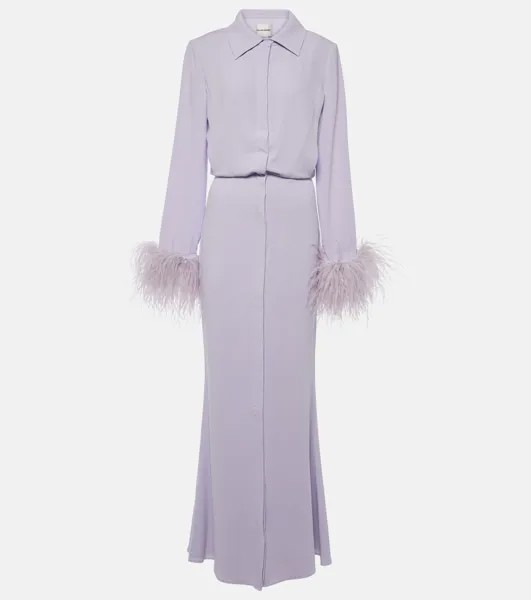 Украшенное платье из атласного крепа Roland Mouret, фиолетовый