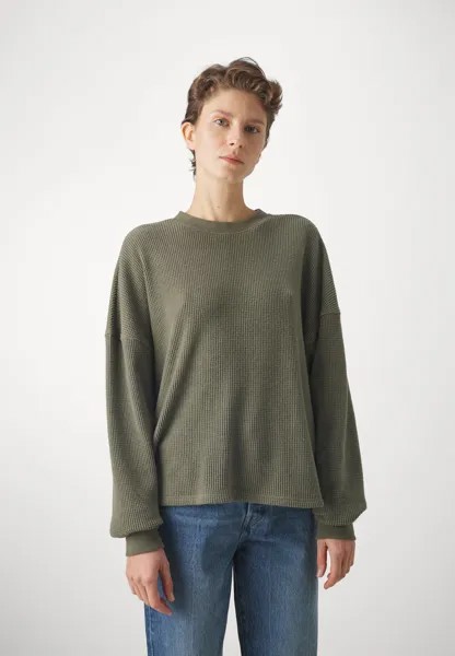 Свитшот Abercrombie & Fitch ФУТБОЛКА OVERSIZE WAFFLE С ДЛИННЫМ РУКАВОМ, цвет DUSTY OLIVE