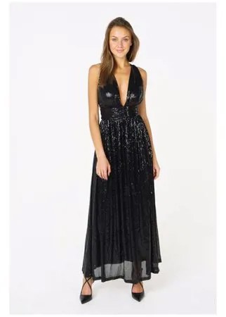 Черное вечернее блестящее платье с открытой спиной CJX797-29-V Черный 40