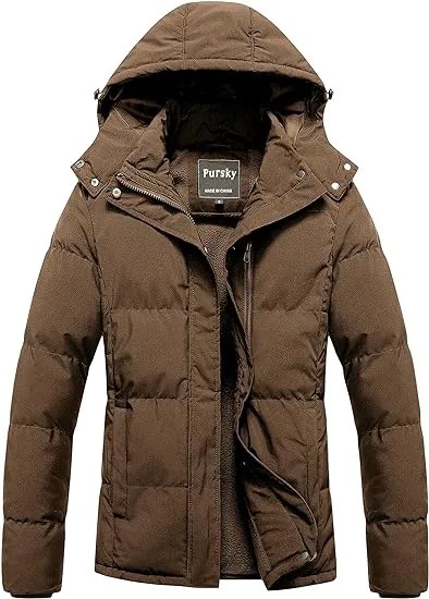 Куртка Pursky Women's Warm Winter Thicken Waterproof, коричневый