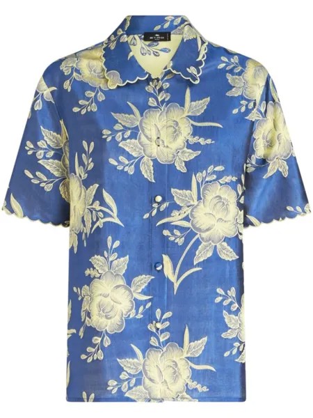 ETRO жаккардовая рубашка с фестонами, синий