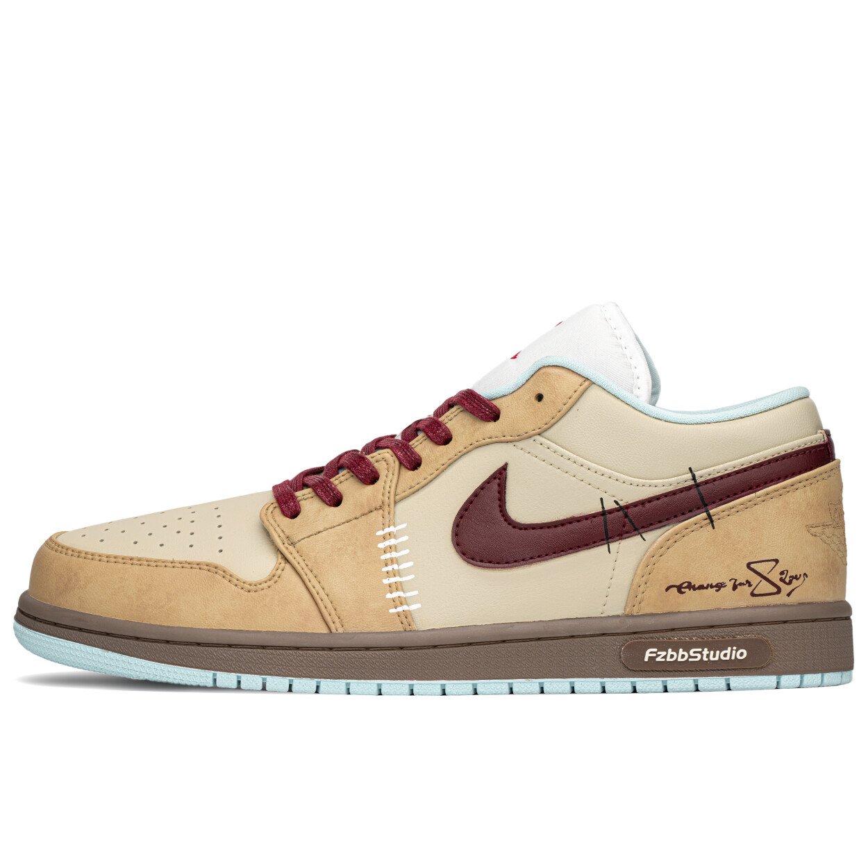 Кроссовки Air Jordan 1 Vintage Basketball Shoes Women's Low-top Brown/yellow, хаки/антрацит/черный