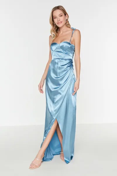 Платье для вечернего и выпускного вечера - синее - с запахом Trendyol, синий
