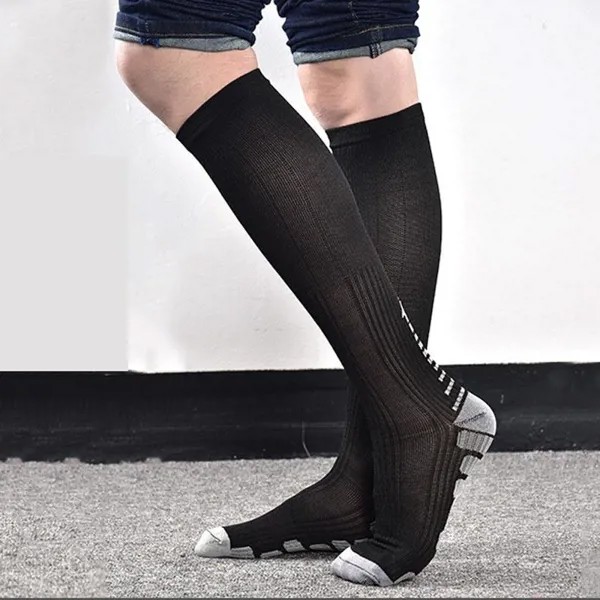 Мужские компрессионные носки Твердое давление Циркуляция Колено Высокая ортопедическая поддержка Чулки Шланг Носок H