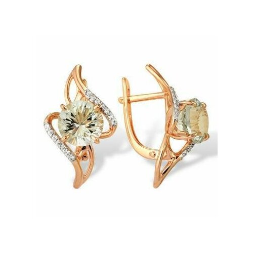 Серьги ЗлатаМира, золото, 585 проба, бирюза синтетическая, фианит