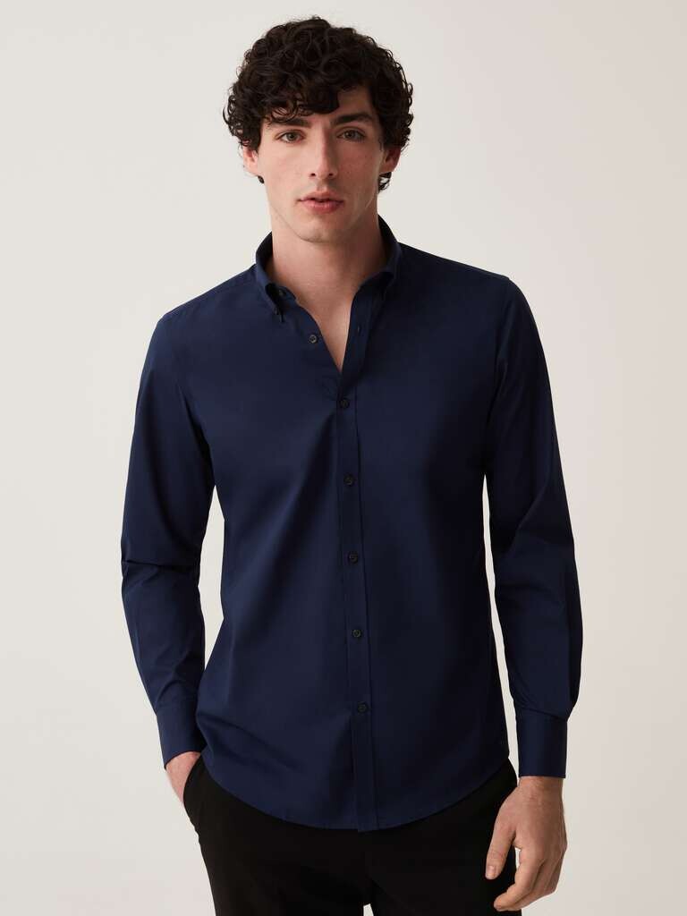 Рубашка Slim-Fit из хлопка, цвет ocean blue