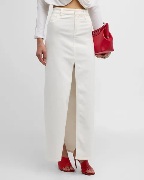 Джинсовая юбка макси Rye с высокой посадкой Alice + Olivia, цвет Off White