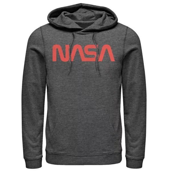 Мужской пуловер с капюшоном и простым красным текстовым логотипом NASA Licensed Character