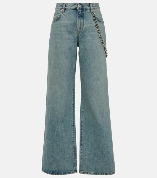 Расклешенные джинсы с высокой посадкой и цепочкой Loewe, синий