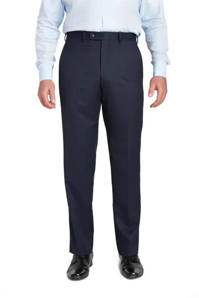 НОВЫЕ БРИТЧЫ JB Темно-синие брюки Torino с плоской передней частью из 100 % шерстяной ткани Брюки 34 R
