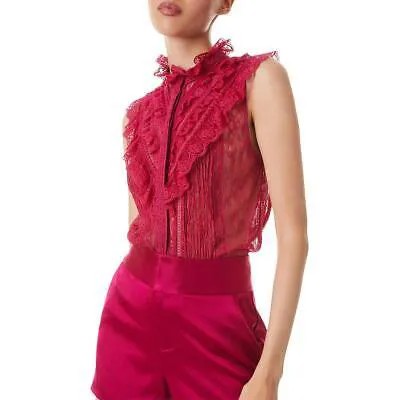 Женская розовая кружевная блузка на пуговицах Alice and Olivia XS BHFO 9243