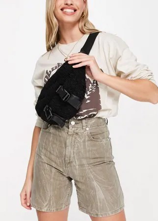 Черная сумка-кошелек на пояс с двумя пряжками Topshop-Черный цвет