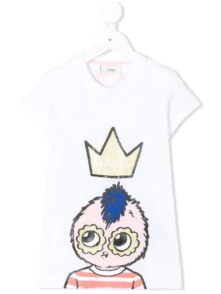 Fendi Kids удлиненная футболка 'Queen'