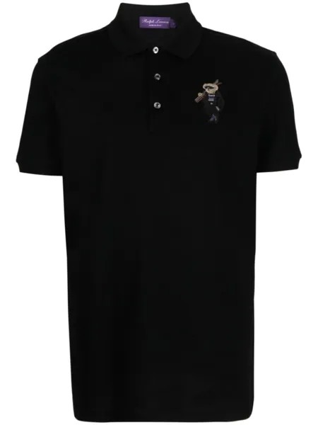 Ralph Lauren Purple Label рубашка поло с вышивкой Polo Bear, черный