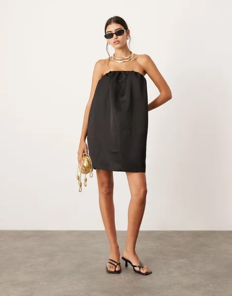 Черное атласное платье мини-бандо ASOS EDITION