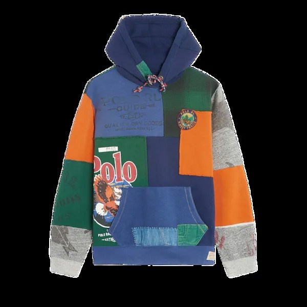 Худи Polo Ralph Lauren Patchwork Fleece 'Dark Cobalt', синий