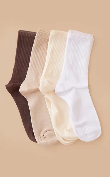 PrettyLittleThing Пастельные носки шоколадного цвета, 4 пары носков