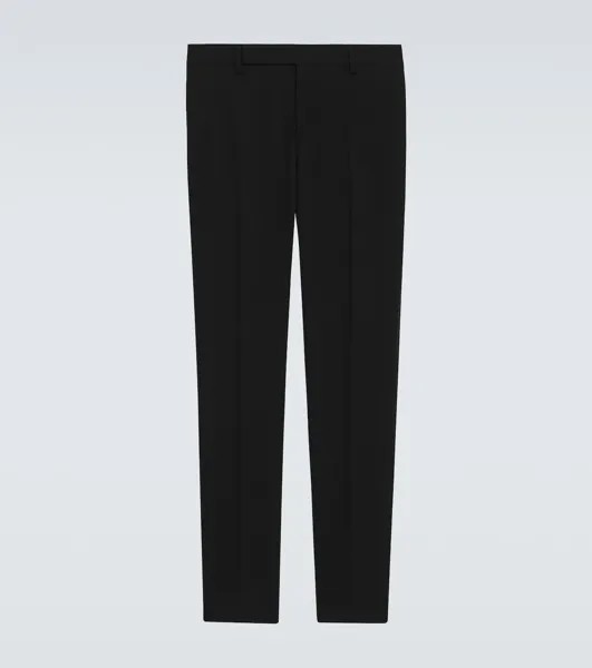 Узкие брюки из шерстяного габардина Saint Laurent, черный