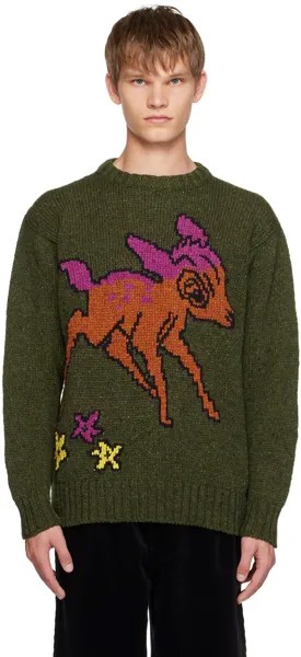 Зеленый свитер с космическим оленем Howlin'