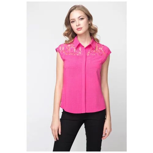 Блузка без рукавов с кружевными вставками на плечах Marimay (7489, розовый, размер: 48)