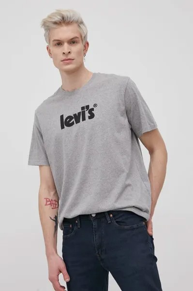 Хлопковая футболка Levi's, серый