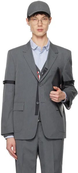 Серый спортивный пиджак с повязкой на рукаве Thom Browne