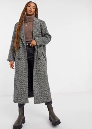 Пальто в винтажном стиле dad с узором «в елочку» ASOS DESIGN-Многоцветный
